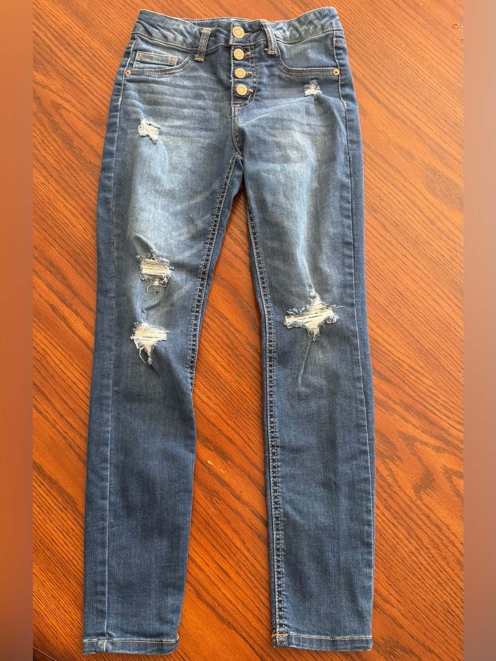 Vanilla Star Distressed Dark Blue Skinny Jeans
